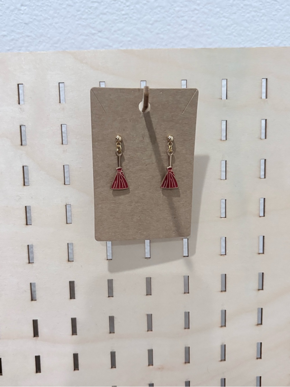 Handcrafted witch broom charm dangle earrings
